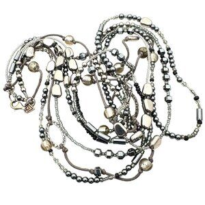 Silpada Sterling Silver Multistrand Hematite Seed Bead Dewdrops Necklace N2097